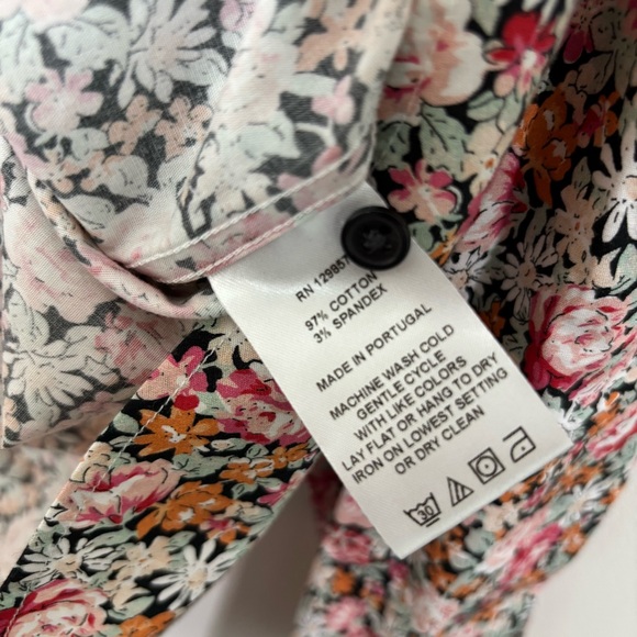 The Shirt By Rochelle Behrens Women's Ruffle Floral Long Sleeve Button Up Shirt - Picture 13 of 13